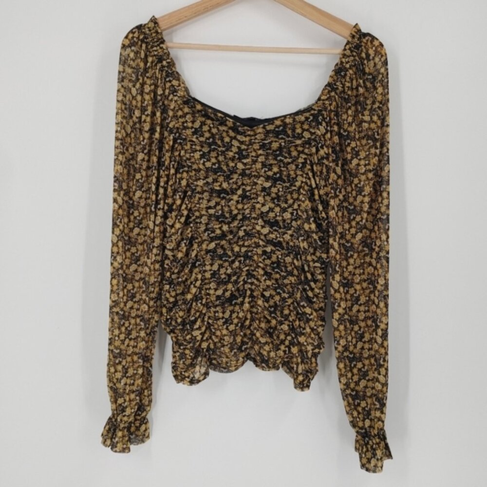 Jane and Delancey Ruched Chiffon Long Sleeve